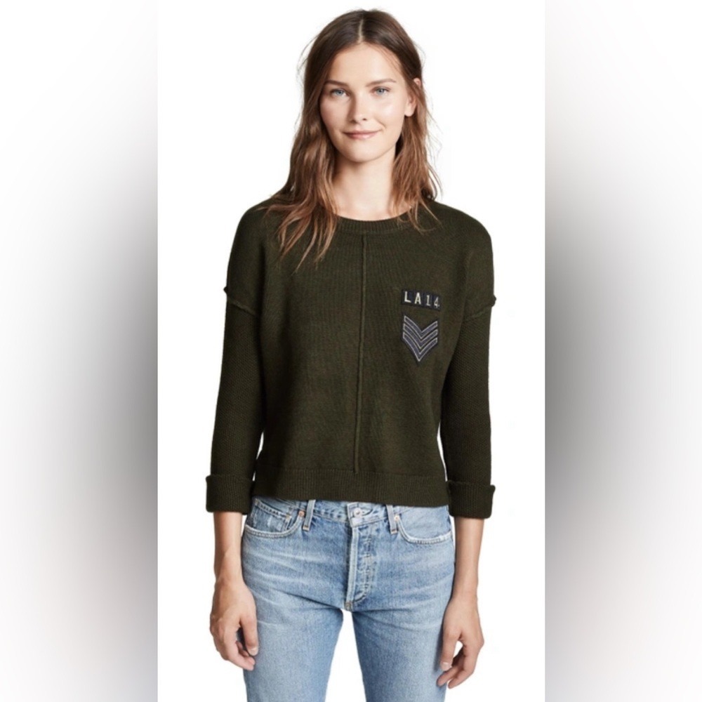 Rails Sweater S Olive Stafford Military Patch Cotton Cashmere Blend Stafford